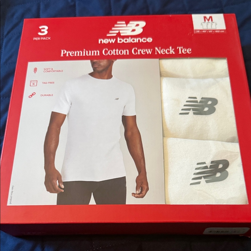 New Balance White Crew Neck Tee 3-Pack. NWT